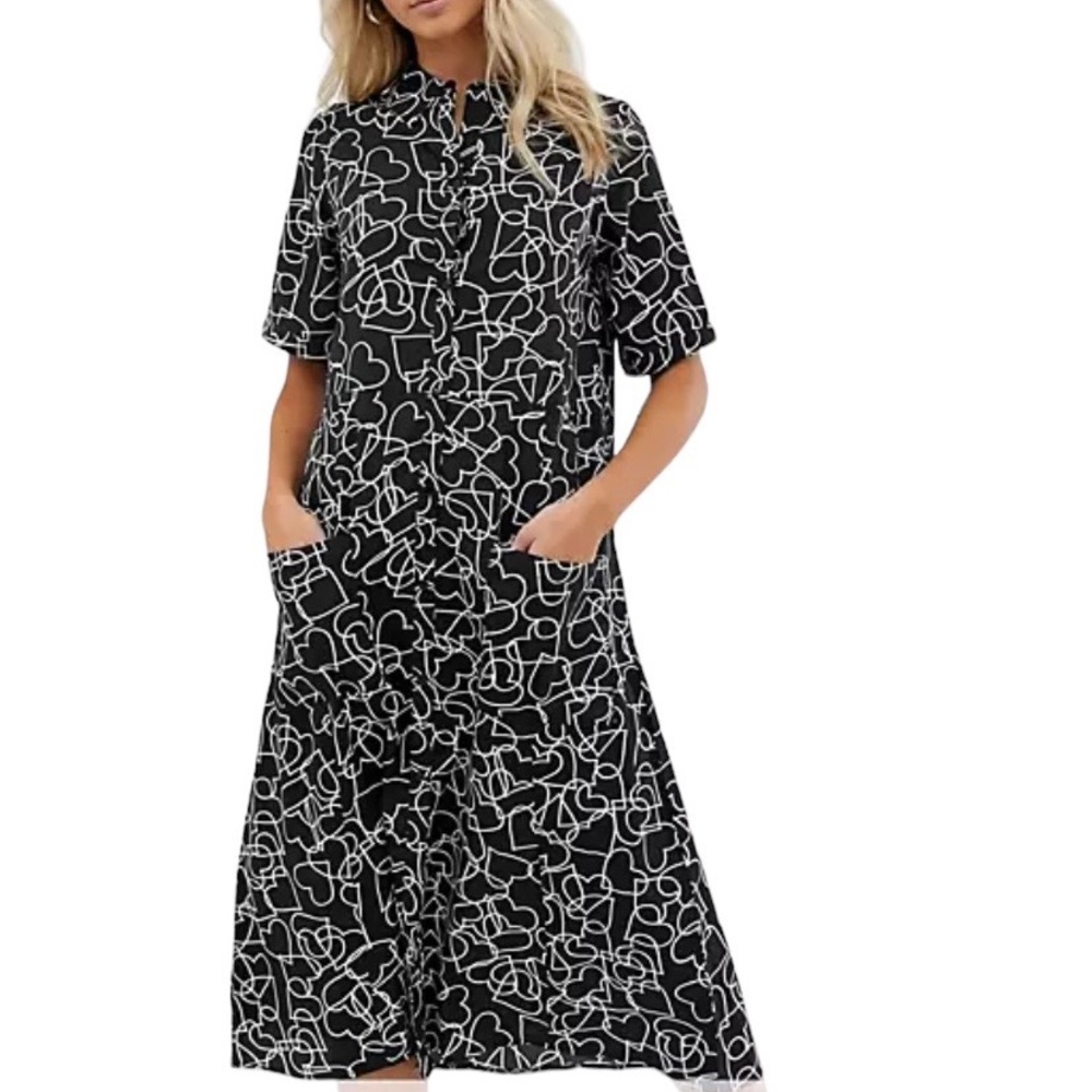 Wednesday’s Girl Heart Print Midi Dress